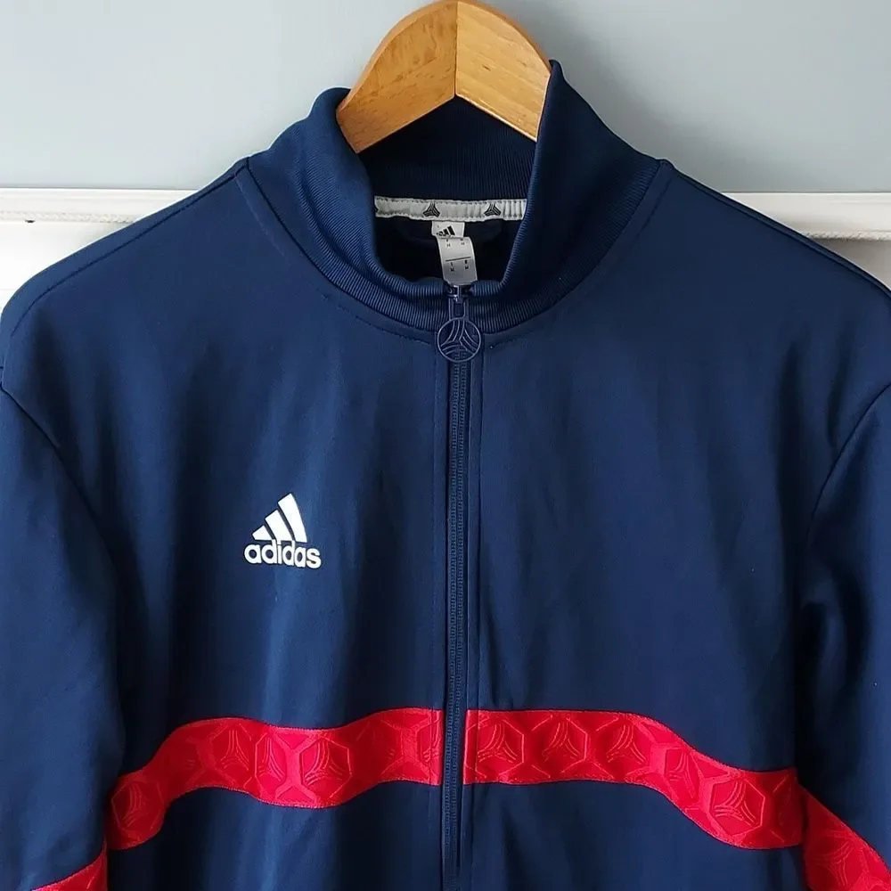 Adidas Sportswear Men's Med‎ Club House Jacket Track Soccer Full Zip Blue Red